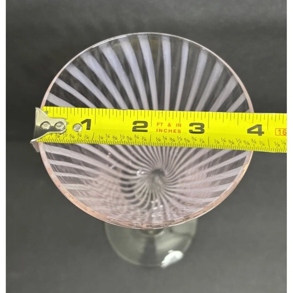 4 Pier 1 Vertical Stipe Pink Glasses Water Goblets 8